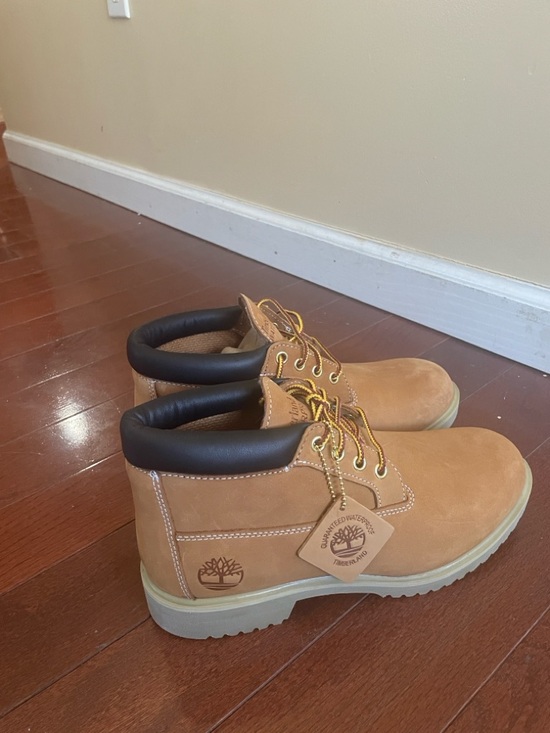 Timberland Wheat/Tan Padded Collar Lace-Up Boots/Waterproof